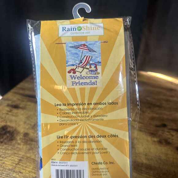 Porch Flag NEW Rain Or Shine Welcome Friends Patriotic Summer Beach 28”x40”LG - Picture 5 of 9